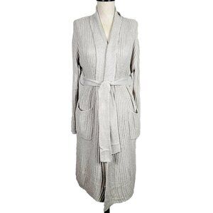 NEW Saranoni Robe‎ S Beige Ribbed So Soft Tie Waist Longline Wrap Lounge …